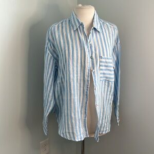 NWT Nicole Miller Linen Oversized Blouse